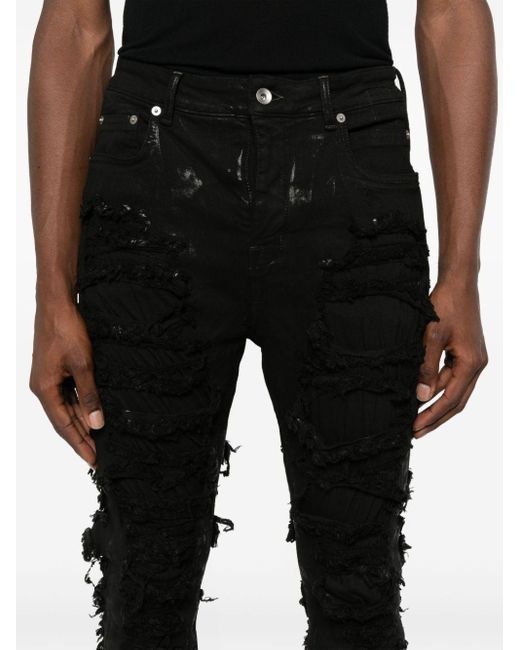 Jeans skinny Detroit con effetto vissuto di Rick Owens in Black da Uomo