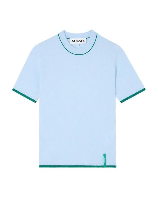 Sunnei Blue Short-Sleeve Knit Top