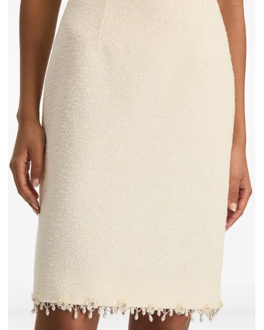Oscar de la Renta White Fringe-Detail Midi Skirt