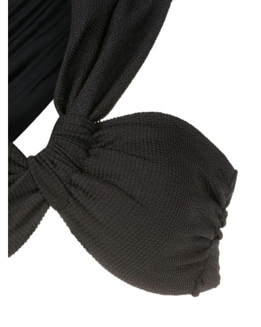Amir Slama Black Fine-Ribbed One-Shoulder Bikini