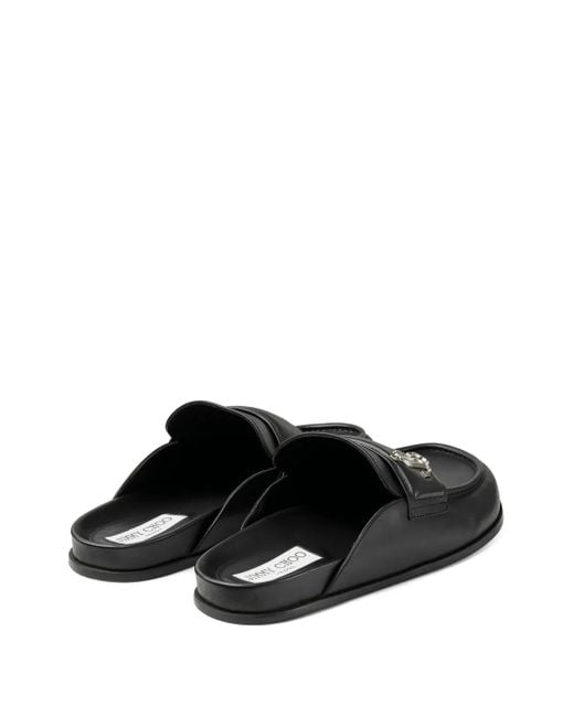 Jimmy Choo Black Milo Leather Slippers for men