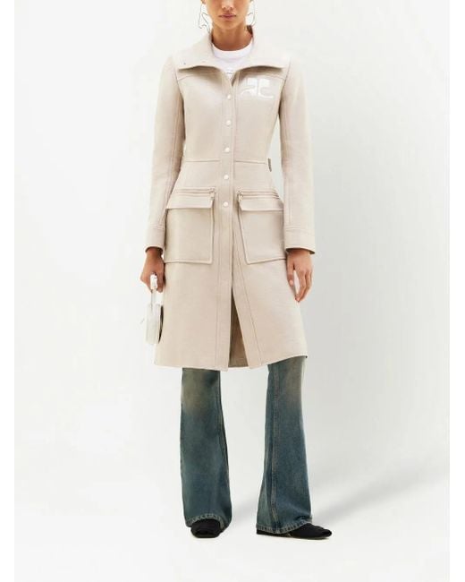 Courreges Natural Logo-Patch Trench Coat