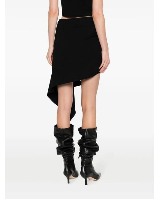 GAUGE81 Black Rivera Asymmetric Draped Miniskirt