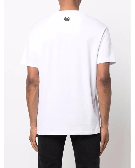 Philipp Plein White Gothic Plein Logo-Print Crew-Neck T-Shirt