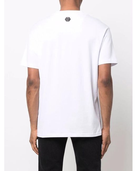 Philipp Plein White Gothic Plein Logo-Print Crew-Neck T-Shirt