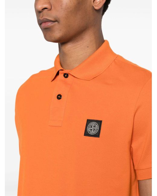 Stone Island Poloshirt mit Kompass-Patch in Orange für Herren