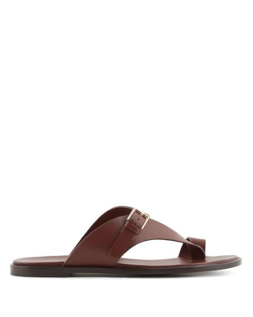 Emporio Armani Brown Leather Thong Sandals
