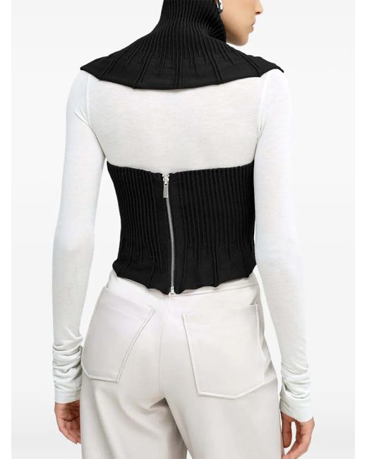 MARCELLA Black Colette High-Neck Ribbed Top