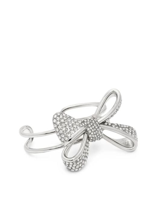 Oscar de la Renta White Bow Crystal Cuff Bracelet