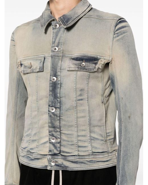 Rick Owens Gray Distressed-effect Denim Jacket for men