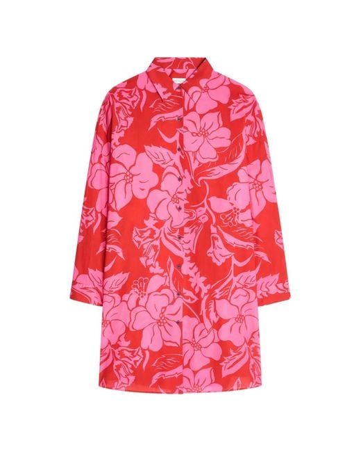 Dries Van Noten Pink Floral Shirt Midi Dress