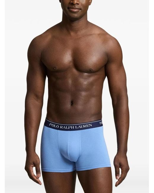 Polo Ralph Lauren Blue Logo-Waistband Boxers (Set Of Three) for men