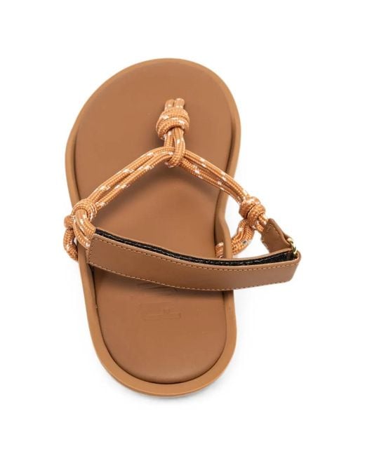 FLOWZE Brown Knotted Touch-Strap Sandals
