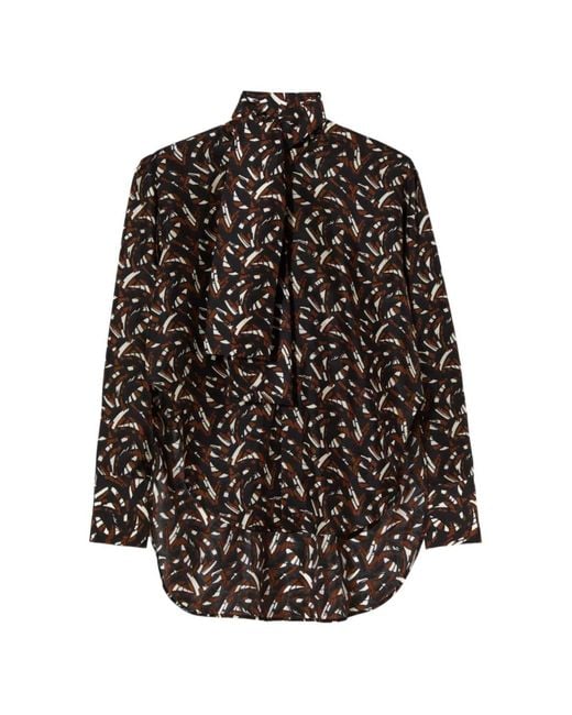 Plan C Black Abstract-Print Haboutai Blouse