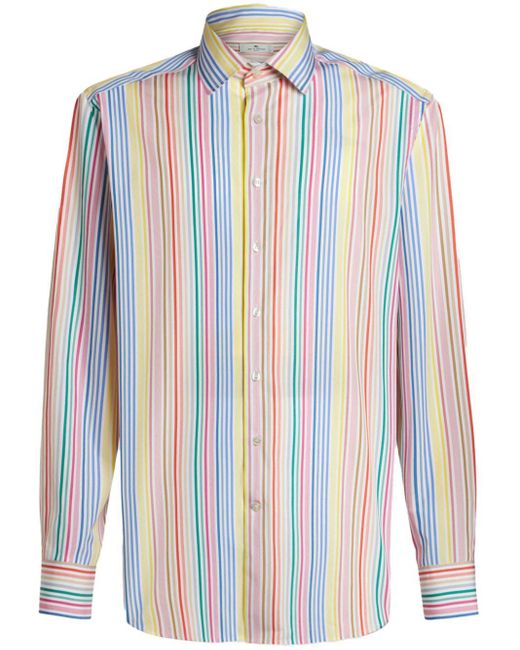 Etro Blue Striped Long-sleeve Shirt for men