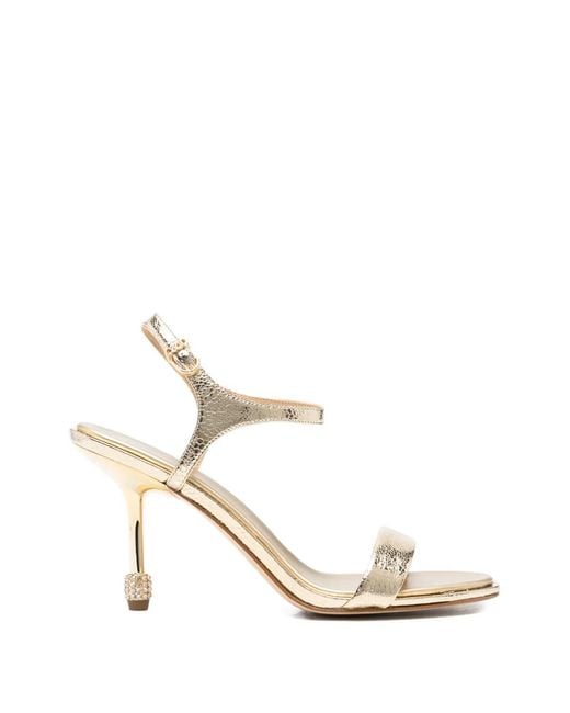 Michael Kors White Crystal-Embellished Snakeskin-Effect Sandals