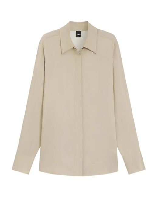 Camicia Con Colletto Button-Down di Boss in Natural