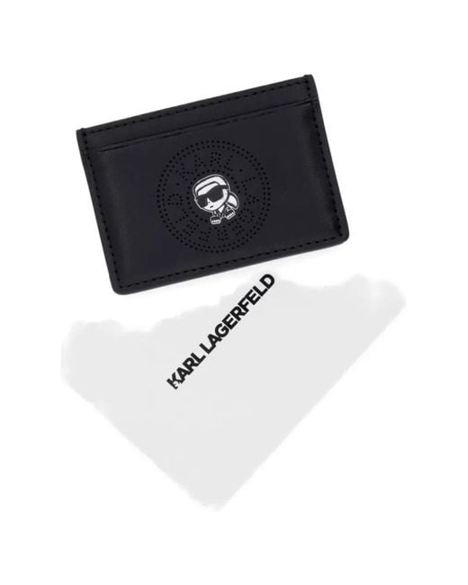 Karl Lagerfeld Black Ikonik Perforated Card Holder