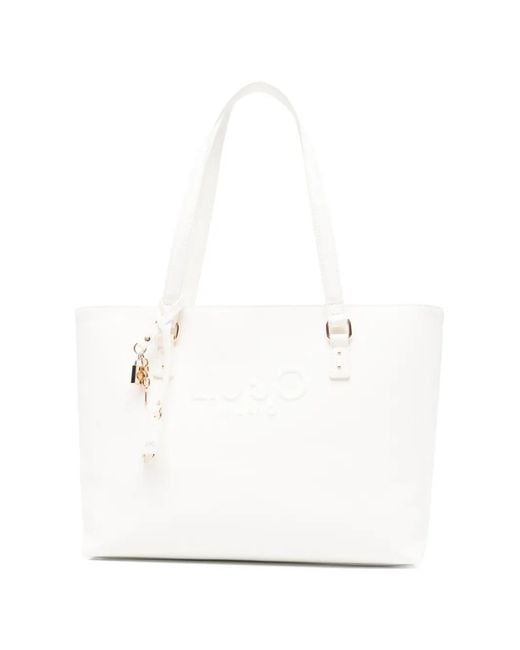 Liu Jo White Logo-Embossed Tote Bag
