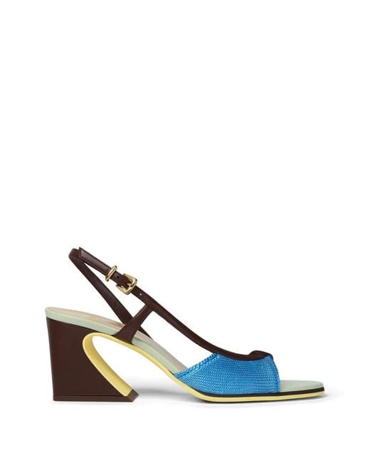 Fendi Blue Escarpins À Talon Bloc À Bride Arrière