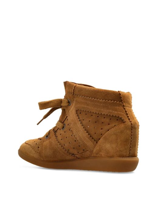 Isabel Marant Brown Perforated Wedge Ankle Boots