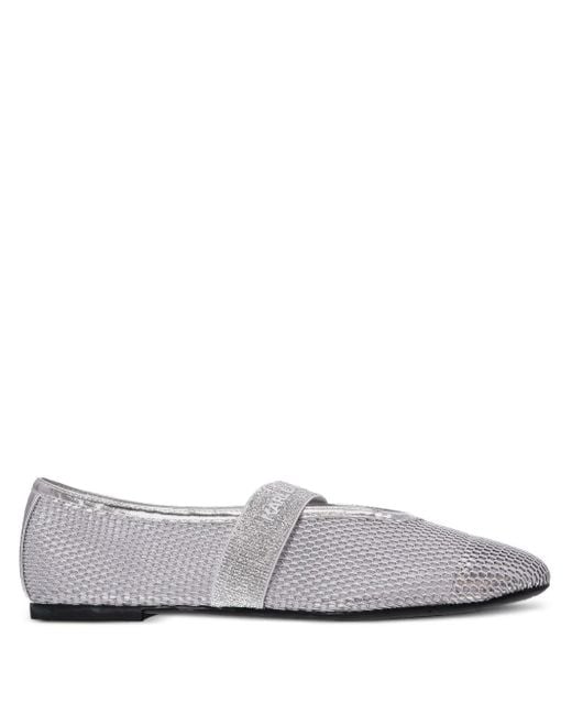 Karl Lagerfeld White Mesh Ballerina Shoes