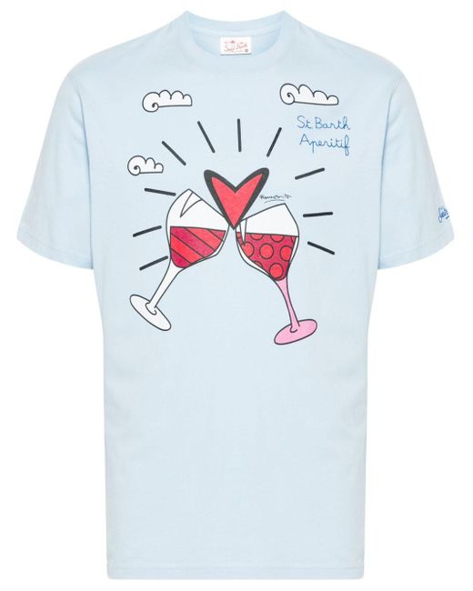 Mc2 Saint Barth Blue X Britto Graphic-print Cotton T-shirt for men
