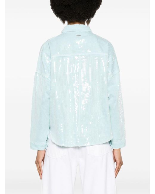 Liu Jo Blue Sequin-embellished Denim Jacket