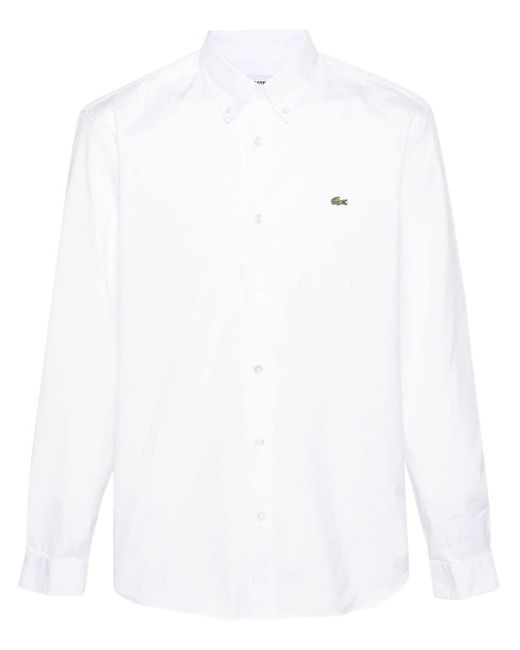 Camicia con applicazione di Lacoste in White da Uomo