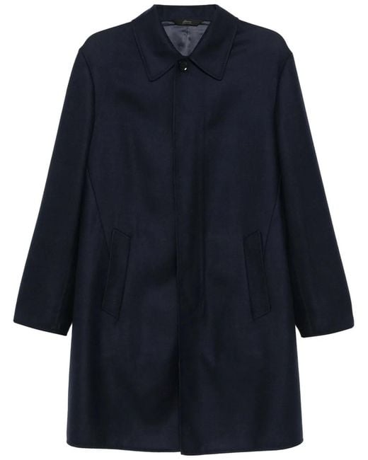 Brioni Blue Felted Coat for men