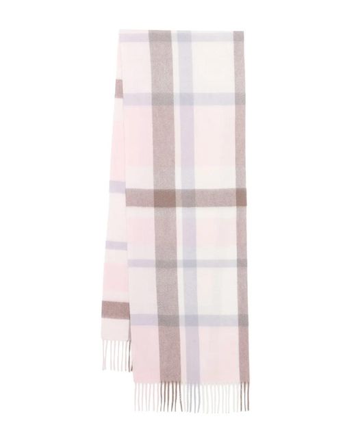 N.Peal Cashmere Pink Cashmere Checked Scarf
