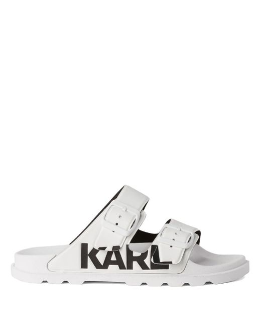 Karl Lagerfeld White Kondo Sandalen mit Logo-Print
