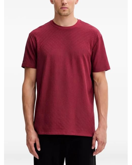 ARMANI EXCHANGE Red Logo-Jacquard Crew-Neck T-Shirt for men