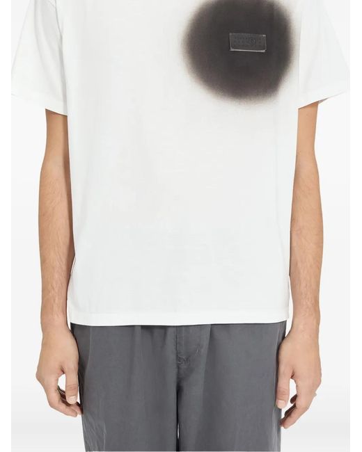 MM6 by Maison Margiela White Round-Neck Graphic T-Shirt for men