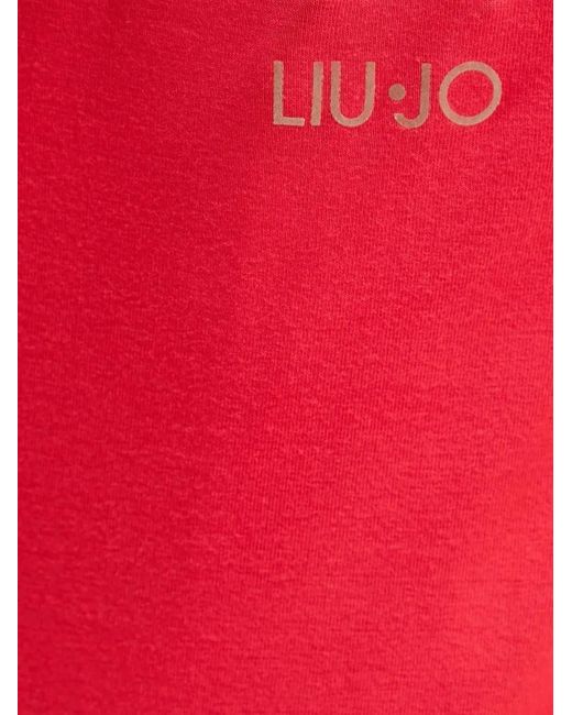 Liu Jo Red Asymmetric-Neck Midi Dress