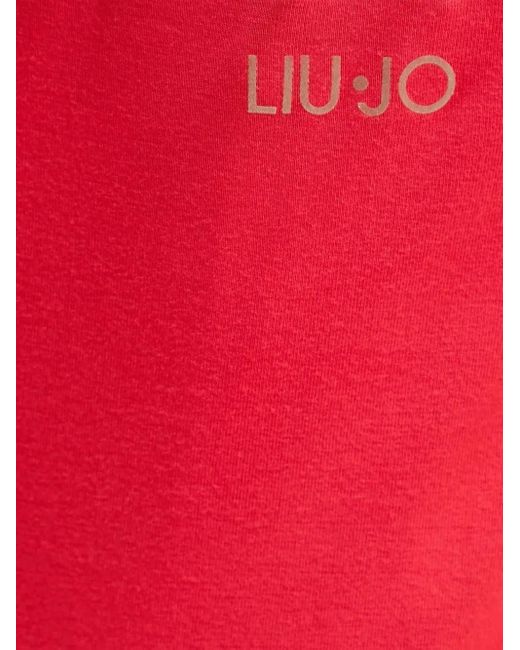 Liu Jo Red Asymmetric-Neck Midi Dress