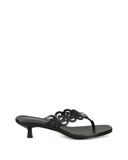 MICHAEL Michael Kors White Logo-Cutout Kitten-Heel Sandals