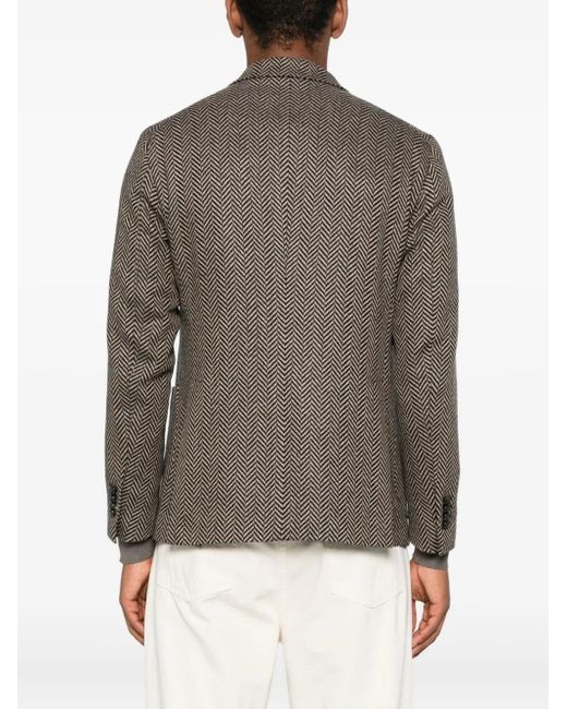 Tagliatore Brown Herringbone Single-Breasted Blazer for men