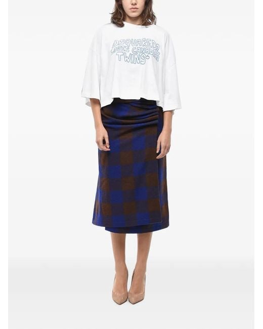 DSquared² White Logo-Print Cropped Top