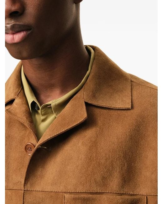 AMI Brown Goat Suede Buttoned Overshirt