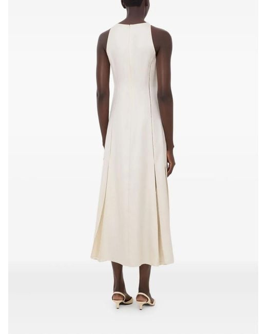 Loulou de Saison White Iraka Lace-Stitching Midi Dress