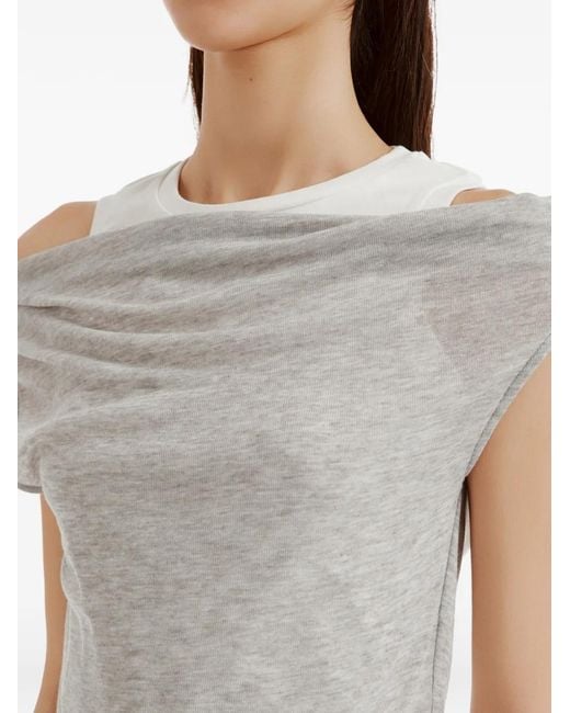 B+ AB Gray Layered Off-Shoulder Tank Top