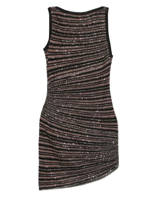 Missoni Black Sequin-Striped Sleeveless Mini Dress