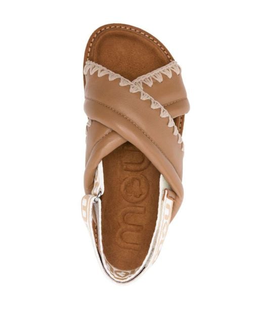 Mou Brown Crossover-strap Leather Sandals