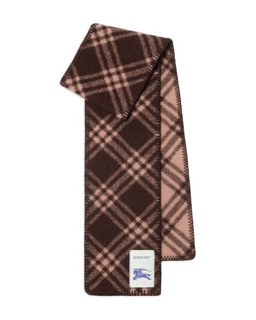Burberry Brown Check-Pattern Wool Scarf
