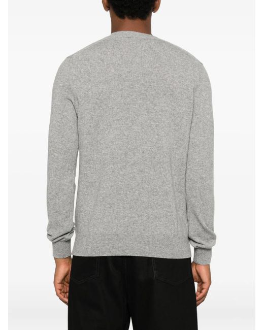 COMME DES GARÇONS PLAY Gray Heart-Embellished V-Neck Sweater