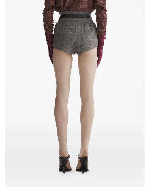Mugler Black Pleated Check Shorts