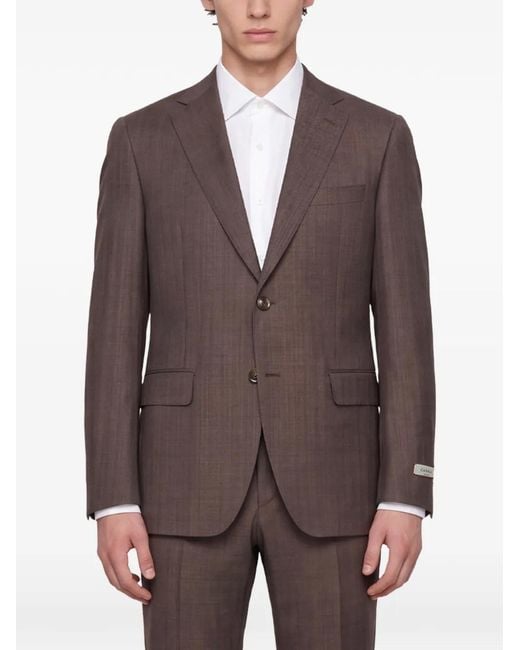 Canali Brown Single-Breasted Notched-Lapels Suit for men