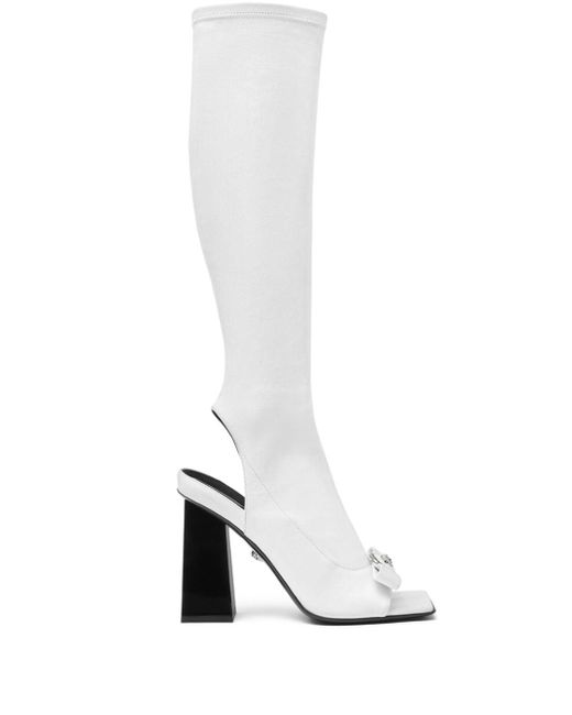 Stivali con placca Medusa di Versace in White