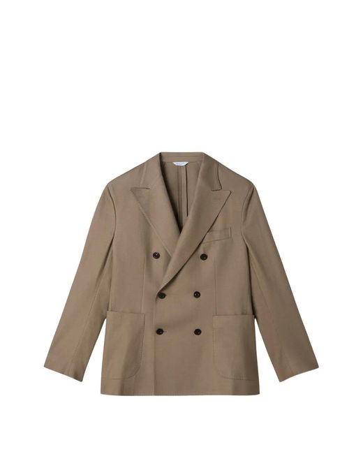 Boglioli Brown Double-Breasted Wool Blazer for men